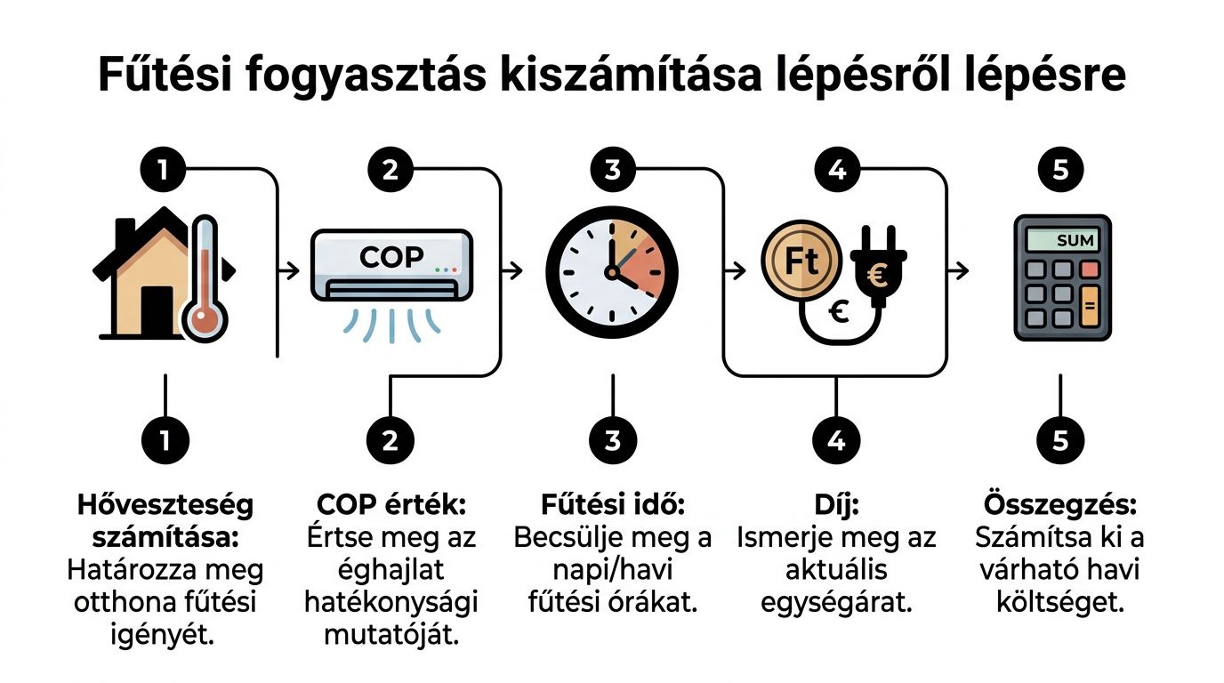 Öt lépésből álló útmutató a fűtési költségek és energiafogyasztás kiszámításához egy otthoni hőszivattyús rendszer esetén.