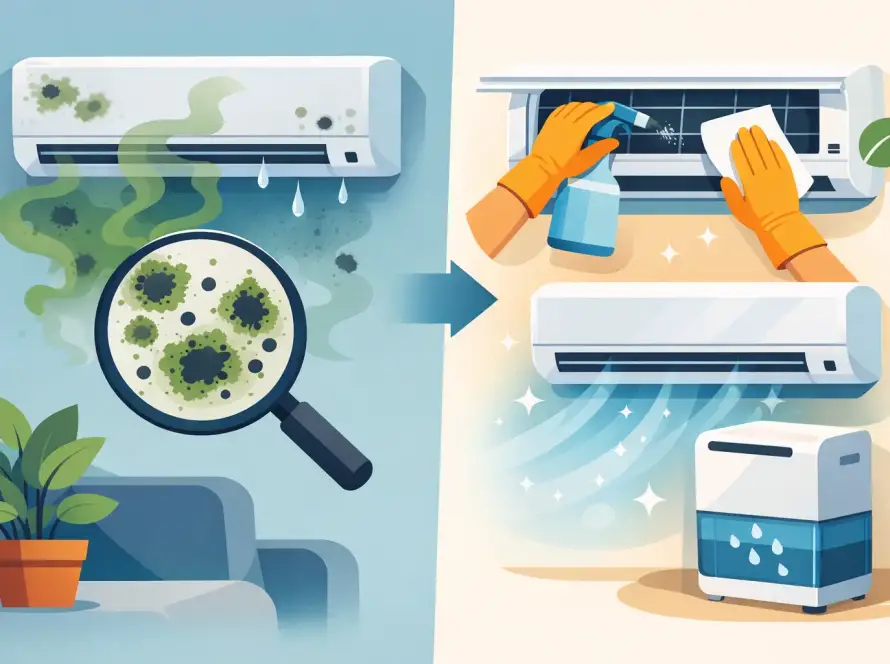 Penészes szag klímából - megoldása lépésről lépésre