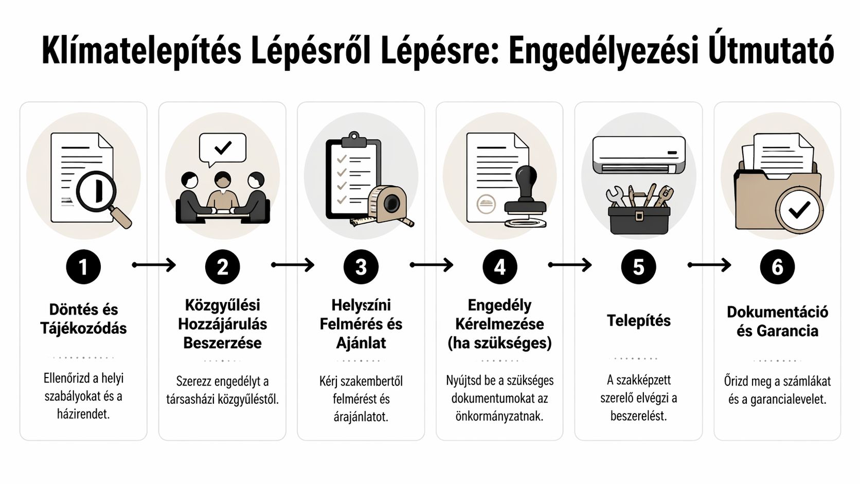 Lépésről lépésre útmutató klímaberendezés beszereléséhez és a szükséges engedélyek beszerzéséhez társasházi környezetben.